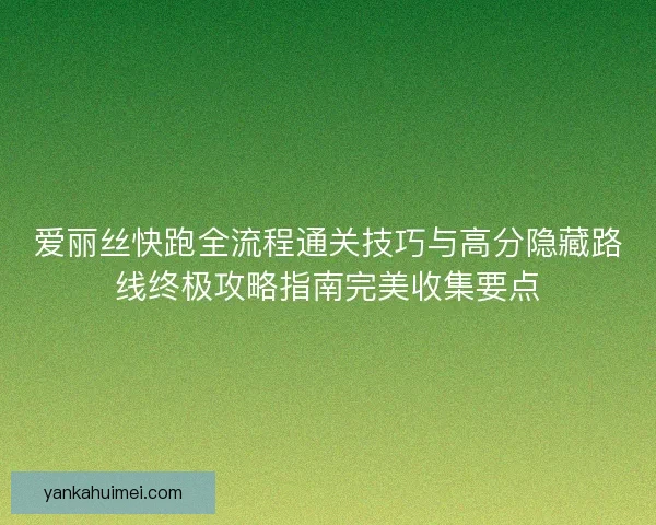 爱丽丝快跑全流程通关技巧与高分隐藏路线终极攻略指南完美收集要点